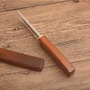 Sonderangebot Gerades Messer D2 Drop Point Hochglanzpolierte Klinge Palisandergriff Feststehende Messer mit Holzscheide