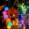 Färgbyte Novelty Lighting Solar Power Wind Chime Crystal Ball Hummingbird Butterfly Vattentät Utomhus Windchime Light för Patio Yard Garde