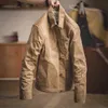Maden Retro Haki Ceket Erkek Boyutu M 3XL Mumlu Tuval Pamuk Ceketler Askeri Üniforma Işık Casual İş Palto Adam Giyim 211217