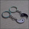 Nyckelringar mode tillbehör vintage kinesiska element av yin yang taiji bagua par nyckelring för nycklar bilnyckelring hänge charm legering gif