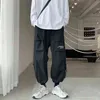 Houzhou zomer heren vrachtbroek dunne zwarte lading broek voor mannen Koreaanse stijl grijze broek voor mannen Japanse streetwear G220224