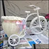 Couronnes de fleurs décoratives, fournitures de fête festives, maison, jardin, bricolage, Tricycle blanc, vélo, conception en plastique, panier de fleurs, conteneur pour plante, mariage