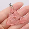 32x35mm Triangel Loop Quartz Stone Pendant Reiki Healing Crystal Charms För Halsband Smycken Making