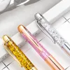 14,4 x 1,3 cm Quicksand Pen New Fashion Gold Powder Ballpoint Penna Bländande Färgglada Quicksand Creative Metal Crystal Presentpenna