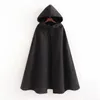 Gotiska kappa kvinnor medeltida hooded coat vintage cape lång trench halloween cosplay kostym överrock kläder kvinnor ullblandningar