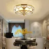 Gold Round LED Ceiling Light Living Room Bedroom Lighting Glass copper Modern Luxury Lamps Bedroom Restaurant Aisle Corridor