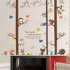 Forêt Animaux Singe Lapin Oiseau Arbre Sticker Mural Enfants Chambre TV Fond Canapé Sticker Art Décor À La Maison Affiche Murale 210420