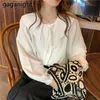 Fashion Women 3 Pieces Set White Lace Up Shirt Hollow Out Floral Vest Black Long Skirt Elegant Suit Lady Outfit 210601