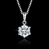 Classic 925 Silver Hänge Halsband Runda Utmärkt 1CT DF Color Moissanite Kvinnor Clavicle Chain Anniversarry Gift