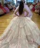 2023 Blush Rose Champagne Chérie Quinceanera Robes Robe De Bal Robe De Bal Princesse Jupe À Volants Tulle Fête Doux 16 Robes 249T