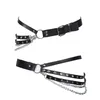 Belts Fashion Women Gothic Punk Waist Belt Chain Metal Circle Ring Design Silver Pin Buckle Leather Black Waistband Jeans4334127