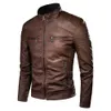 Men Spring Motorcycle Causal Vintage Leather Jacket Coat Men Autumn Outfit Fashion Biker Pocket Design PU Leather Jacket Men 211008