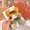 2021 New Korean Fashion Children's Floral Bow Duckbill Clip Sweet Girl Princess Simple Colorful Fabric Hairpins Hair Accessories