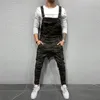 Mäns jeans man byxor för män pocket denim övergripande jumpsuit cool designer varumärke streetwear sexig suspender pant265r