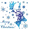 Wandaufkleber, Weihnachtsdekoration, Schneeflocken-Aufkleber, Glasfenster, blauer Elch, elektrostatisch