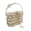 Torby na zakupy Pearl Women s Diamond Dinner Kosmetyczne Crossbody Hardware Bird Cage Internet Celebrity Same Style 220314