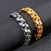 13mm 8,5 tums silver / guld Rostfritt stål Kubansk länkkedja Armband Skull Bangle för Mens Hip-hop Punk Smycken