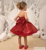 新しいかわいい輝きのスパンコールの女の子のページェントのドレスの取り外し可能なチュール列車こんにちは子供のクリスマスの誕生日パーティードレス