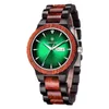 Wristwatches KUNHUANG Green Wooden Man Watch Week Luminous Hands Automatic Date Quartz For Men Relogio Masculino Box Tool KH1105 2021