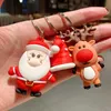 1PC Christmas Creative Cartoon Santa Claus Elk Snowman Keychain Car Xmas Tree cute Couple Backpack Ornaments G1019