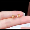 Stud Jewelrysuper Simple Natural Citrine Earrings 925 Pure Sier Price Feedback To Old Customers Including Certificate Package Drop Delivery 2