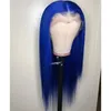 Parrucche lunghe blu dritte ad alta temperatura per donne bianche nere Parrucca sintetica quotidiana per feste cosplay con capelli per bambini