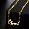 Customized Personalized Name Necklaces for Men Women Custom Stainless Steel 5mm Cuban Chain Nameplate With Crown Pendant Jewelry