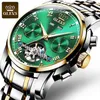 OLEVS Mechanical Men Watches Automático Aço Inoxidável Data à prova d'água Data Fashion Clássico Relógios de Pulso 6607 210804