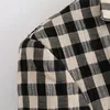 Vintage Snygg Loose Plaid Commute Jacket Coat Women Fashion Lapel Collar Långärmad Loose Chic Top 210520