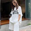 女性用Tシャツ150kg大脂肪mmサマーファッション外国スタイルのレジャースポーツスーツショーツ年齢削減2セット