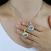 Luxury Lucky Turkish Evil Eile Pendant Halsband Micro Pave Full Cubic Zirconia Rope Chain Blue Greek Eye Amulet Smycken för kvinnor