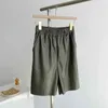 Pu leather shorts women's five-point pants autumn high-waisted thin outer wear straight 210416