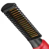 Alisador de cabelo elétrico ajustável Combs Wet Seco Seco Curling Pente Anti-escaldível Ferramenta de Estilo de Encrespadeira - Plugue Vermelho da UE