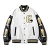 Street Hip-hop Baseball Uniform TKPA Bone Embroidery Leather Sleeve Men and Women Stitching Jacket Wind Couple Jacket