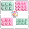 12 galler Rose Shaped LCE Cube Moulds Silicone Pudding Choklad Mögel Blommor Grass Ices Cubes Bricka Hem Kök Bakning Too BH5079 TYJ