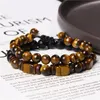 Charme Pulseiras Natural Tiger Olho Pedra Pulseira Handmade Matte Vidro Beads Yoga Energia Casal Homens Mulheres Presente Jóias