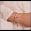 Armbänder Schmuck Drop Lieferung 2021 Charm Armband Kristall Fliege Form Perle Gold Silber vergoldet Metall Prong Kanal Einstellung angepasst Box Chai