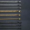 VNOX Мужчины простые 3-11 мм Нержавеющая сталь Кубинская ссылка цепи ожерелья для мужских ювелирных изделий твердые золотые черные тональные подарки Miami Curb Curr