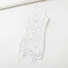 Foridol daisy embriodery white bodycon mini dress women backless ruched party short sundress bandage beach summer strap dress 210415