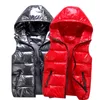 AZYT Glödande Kvinnor Vinter Hooded Vest Coat Fashion Glossy Down Bomull Ärmlös Jacka Kvinna Tjockad Varm Vint Vest 210817