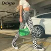 Darlingaga Harajuku Pantaloni a matita scozzesi a vita alta skinny Donna Pantaloni sportivi a spacco sottile casual Pantaloni lunghi Pantaloni a quadri vintage Y211115