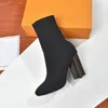 autumn winter socks heeled heel chelsea boots leather for fashion sexy Knitted elastic boot designer Alphabetic women shoes lady Letter