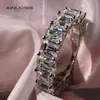 Стерлинговое серебро Изумрудный вырезанный 4x5 мм Имитация Sona Diamond Overagement Eternity Rings Подарки для кольцевой кластеры