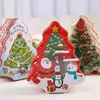 4pcs Christmas Candy Jars Xmas Tree Shape Tinplate Gift Boxes (assorted Color)