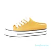 Nouvelle toile chaussures femmes plate-forme 2019 demi pantoufles compensées talons hauts grosses chaussures jaune baskets femme Zapatillas Mujer décontracté 05