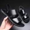 Sandalen Yomior Neue Mode Vintage Männer Schuhe Kuh Leder Weiche Atmungsaktive Casual Wohnungen Sommer Strand Hausschuhe Flip Flop Schwarz 220302