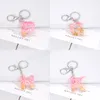 Rosa Alfabet Keychain English Letter Key Ring Glitter Gradient Harts Guldblad Hantverk Bil Spegel Handväska Charms Present Tillbehör