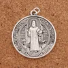 Cristo Redentor St Benedict of Nursia Patron Charm Against Evil Cross Medal Catholicism Antique Silver Charms PendantS T1646 35x31mm 40pcs/lot