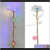 装飾的な花輪永遠のカラフルなLEDライト造花輝くバラの結婚式の装飾バレンタインデイ年ギフトバラL2K9b v7rop