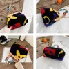 2022Retro Fuzzy Multi Color Flap Designer Acrylic Bead Plush Handbag Women Fall Soft Faux Fur Crossbody Bag